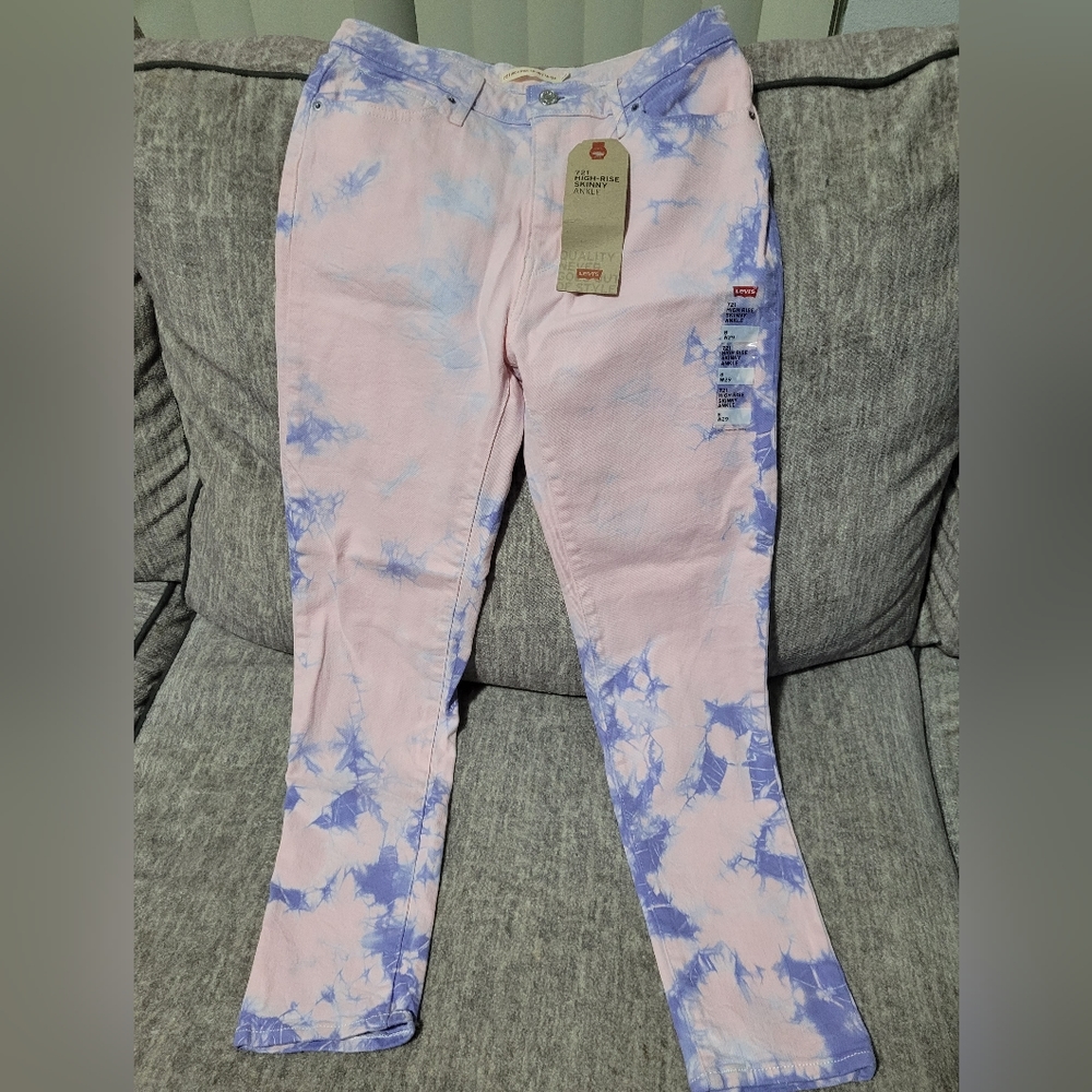 Levi's 721 Womens High Rise Skinny Ankle Jeans Tie Dye Size 8 W29 L26